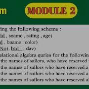 Relational Algebra Queries On Sailors Database Solved Problems DBMS Module 2 BCS403 VTU