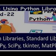 Python Libraries And Module Standard Libraries NumPy SciPy Tkinter MatPlotLib