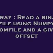 Array Read A Binary File Using Numpy Fromfile And A Given Offset