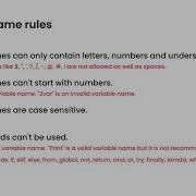 Python Variables Name And Rules