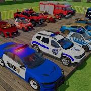 TRANSPORTING CARS AMBULANCE POLICE CARS FIRE TRUCK OF COLORS WITH TRUCKS FS 22