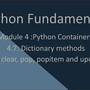 4 7 Python Fundamental Dictionary Methods Get Pop Popitem Clear And Update
