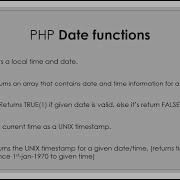 Date Function In Php Date Time Mktime Checkdate Getdate With Syntax And Example