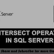 42 Intersect Operator In SQL SERVER