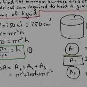 How To Find The Minimum Surface Area Of A Cylindrical Can To Hold A Given Volume