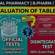 Disintegration Test Of Tablets Official Quality Control Test Pharmaceutics