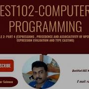 KTU EST102 COMPUTER PROGRAMMING MODULE 2 PART4 Expressions Precedence Associativity Of Operators
