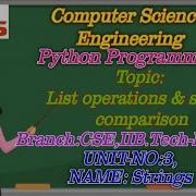 DBS LIST OPERATIONS STRING COMPARISON UNIT 3 STRINGS CSE II YEAR 1st SEM PYTHON PROGRAMMING