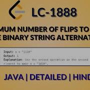 Minimum Number Of Flips To Make The Binary String Alternating Leetcode 1888 Java Hindi