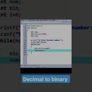 C Program To Convert Decimal Number To Binary Number Code Tutorial Shorts