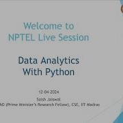 Data Analytics With Python NOC24 CS20 Live Session 12 NPTEL