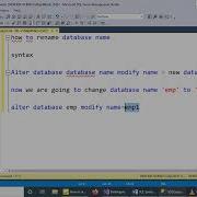 How To Rename Database Name In Sql Server