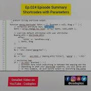 Episode Summary Shortcodes With Parameters