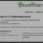 Java Practice It Exercise 9 11 FilteredAccount Implementing Inheritance Instance Method