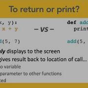 Returning Vs Printing From A Function