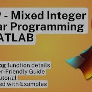 Mixed Integer Linear Programming MILP In MATLAB Intlinprog