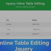 Inline Table Editing Using JQuery JQuery Tutorial JQuery Tutorial For Beginners