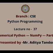 Python Programming Numerical Python NumPy Part 2 AKTU Digital Education