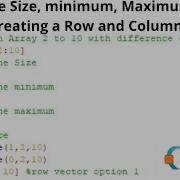 Find The Size Minimum Maximum Of An Array Using Octave Creating A Row And Column Vector Linspace