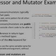 User Class Accessors Mutators