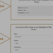 PHP Ajax Jquery Convert Divison Tag To Editable HTML Form