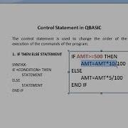 IF ELSE STATEMENT IN QBASIC