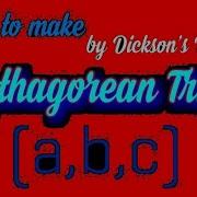 Pythagorean Triple By Dickson S Method