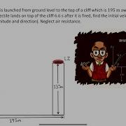 A Projectile Is Launched From Ground Level To The Top Of A Cliff Which Is 195 M Away And 135m High