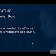 Step Three Creating A Header Row