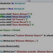 Visual Basic NET Ders 315 ArrayList RemoveAt