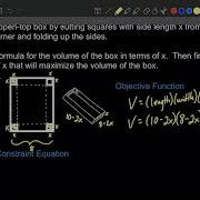 Optimization Folding Box Maximize Volume Of Box Calculus