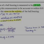 Differentials Error In Volume Of Ball Bearing