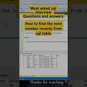 How To Find The Even Number Records From SQL Table Shorts Sql Sqlqueries Sqlinterview Coding