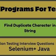 Find Duplicate Characters In String Most Important JAVA Programs For Tester