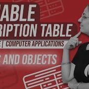 VARIABLE DESCRIPTION TABLE ARRAYS And OBJECTS Computer Applications ICSE Anjali Ma Am