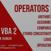 Operators In VBA Arithmetic Assignment Comparison String Concatenation Logical Precedent