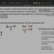Dimensions Of Three Sided Fence Mathematical Modeling Substitution Method