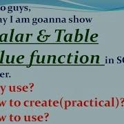 Scalar And Table Value Function In Sql SQL Tutorial Part 6
