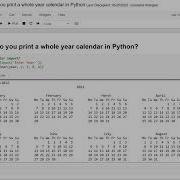 Day 90 Whole Year Calendar In Python