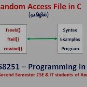 C Random File Access Fseek Ftell Rewind Programs CS3251 Programming In C Tamil 54