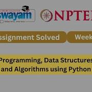Programming Data Structures And Algorithms Using Python Week 2 NPTEL ANSWERS 2024 Nptel