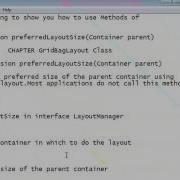 Java Programming Tutorial GridBagLayout 12 Public Dimension PreferredLayoutSize Container Parent