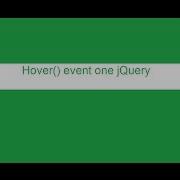 Simple Example For Hover Event JQuery