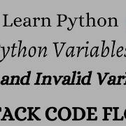 Python Variables Valid And Invalid Variables