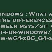 Windows What Are The Differences Between Msys Git And Git For Windows Mingw W64 X86 64 Git