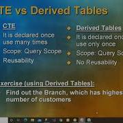 35 SQL Server Derived Tables Vs CTE Vs Temp Tables