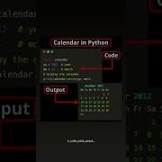 Calendar In Python Python Project For Beginners Python Shorts Python