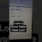 Can T Find Pivot Table Field List Tutorial 11