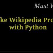 Wikipedia Project In Python