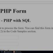 Processing An HTML Form With PHP Part 2